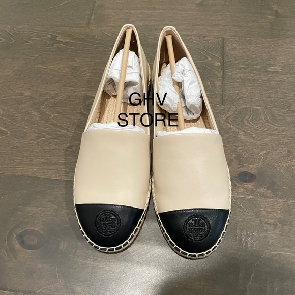 Tory Burch Color-Block Nappa Leather Flat Espadrille Shoes size